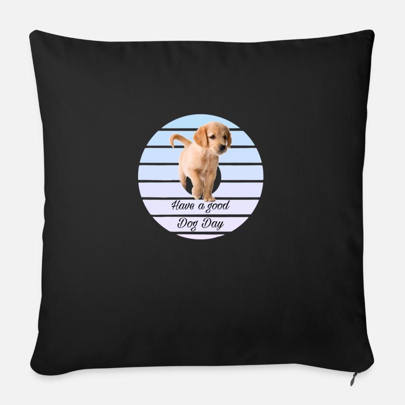 Puppy wishes a good day - Sofa pillowcase 17,3'' x 17,3'' (45 x 45 cm) - black