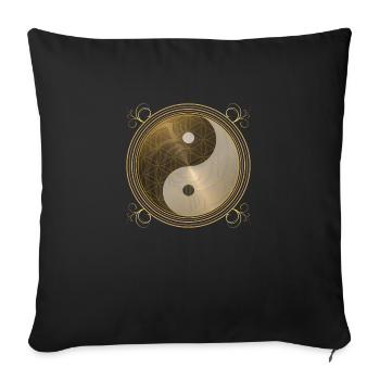 golden Dragon Yin Yang flower of live sun energy - Sofa pillowcase 17,3'' x 17,3'' (45 x 45 cm) - black - Front