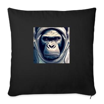 Singe astronaute, avec combinaison spatiale - Housse de coussin décorative 45 x 45 cm - noir - Devant