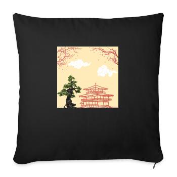 Nihon no jinja - Temple Japonais - Housse de coussin décorative 45 x 45 cm - noir - Devant