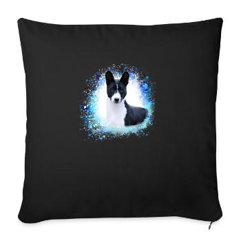 basenji,dog,graffiti,painting - Sofa pillowcase 17,3'' x 17,3'' (45 x 45 cm) - black - Front