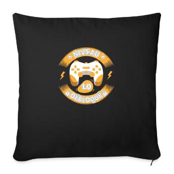 Niveau 10 -Anniversaire 10 ans Cadeau Gamer caming - Housse de coussin décorative 45 x 45 cm - noir - Devant