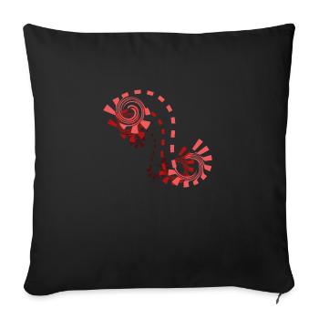 red ornament shaded - Sofa pillowcase 17,3'' x 17,3'' (45 x 45 cm) - black - Front
