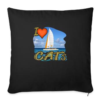I Love CAT's - Catamaran / Katamaran - Sofa pillowcase 17,3'' x 17,3'' (45 x 45 cm) - black - Front