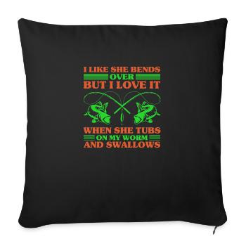 Pêche Drôles Cadeau pêcheur Pêche humour - Housse de coussin décorative 45 x 45 cm - noir - Devant