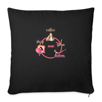 Café yoga sommeil répétition - Housse de coussin décorative 45 x 45 cm - noir - Devant