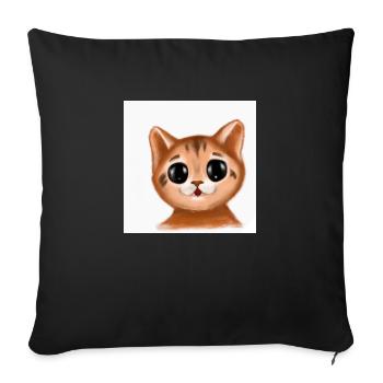 Chat dessiné - Housse de coussin décorative 45 x 45 cm - noir - Devant