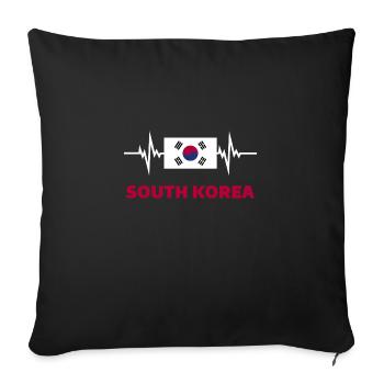 Corée du Sud Football 2022 Corée du Sud Heartbeat - Housse de coussin décorative 45 x 45 cm - noir - Devant