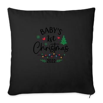 1er Noël de bébé 2022 - Housse de coussin décorative 45 x 45 cm - noir - Devant