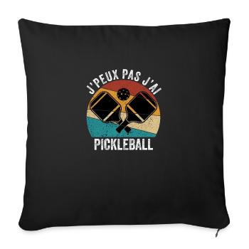 je peux pas j'ai pickleball - Housse de coussin décorative 45 x 45 cm - noir - Devant