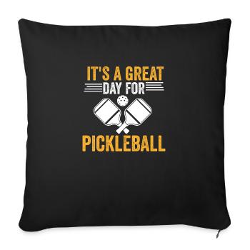 c'est une belle journée pour pickleball - Housse de coussin décorative 45 x 45 cm - noir - Devant