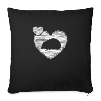Hérisson « cœur pour hérissons » Sauveteur de hérisson - Housse de coussin décorative 45 x 45 cm - noir - Devant