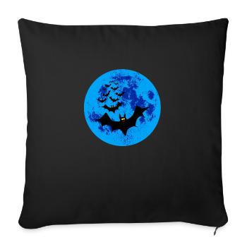 Chauves-souris vampires contre la lune bleue - Housse de coussin décorative 45 x 45 cm - noir - Devant