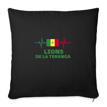 lion de teranga Football 2022 Sénégal - Housse de coussin décorative 45 x 45 cm - noir - Devant