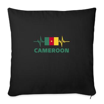 Cameroon Football 2022 heartbeat Cameroon - Sofa pillowcase 17,3'' x 17,3'' (45 x 45 cm) - black - Front
