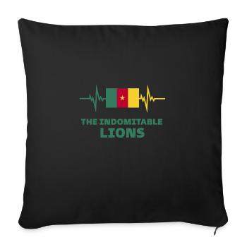 Cameroon Football 2022 heartbeat Cameroon - Sofa pillowcase 17,3'' x 17,3'' (45 x 45 cm) - black - Front