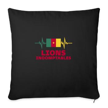 Cameroun Football 2022 battement de cœur Cameroun - Housse de coussin décorative 45 x 45 cm - noir - Devant
