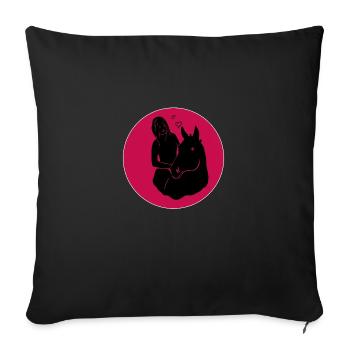 Cheval fille l'amour cheval et femme - Housse de coussin décorative 45 x 45 cm - noir - Devant
