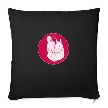 Cheval fille l'amour cheval et femme - Housse de coussin décorative 45 x 45 cm - noir - Devant