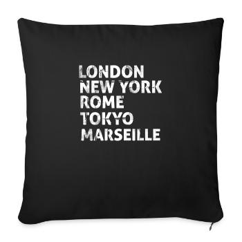 J'aime ma ville Marseille drôles cadeau Marseille - Housse de coussin décorative 45 x 45 cm - noir - Devant
