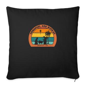 Christmas Nativity with Jesus - Emmanuel, God Wit - Sofa pillowcase 17,3'' x 17,3'' (45 x 45 cm) - black - Front