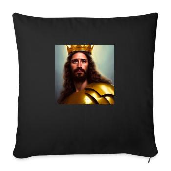 Jésus-Christ, Roi des rois. Peinture numérique - Housse de coussin décorative 45 x 45 cm - noir - Devant