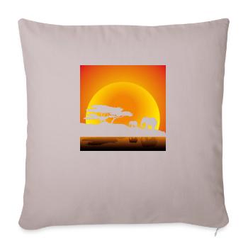 Marcher les éléphants au coucher du soleil - Housse de coussin décorative 45 x 45 cm - taupe clair - Devant