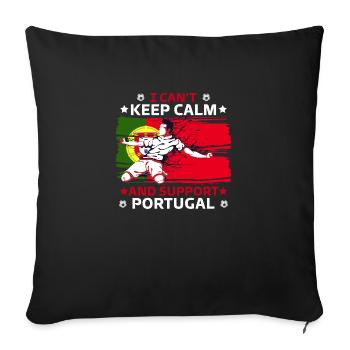 rester calme et soutenir le Portugal - Housse de coussin décorative 45 x 45 cm - noir - Devant