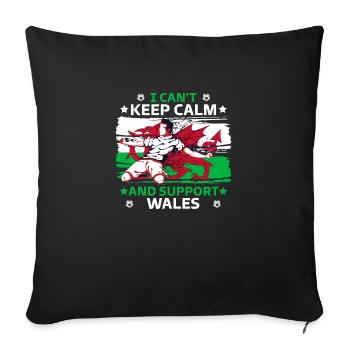 stay calm and support Wales - Sofa pillowcase 17,3'' x 17,3'' (45 x 45 cm) - black - Front