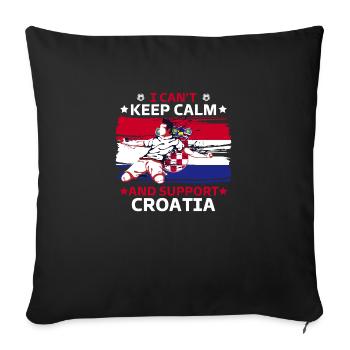 rester calme et soutenir la croatie - Housse de coussin décorative 45 x 45 cm - noir - Devant