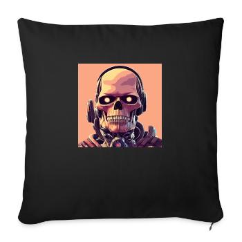 Soldier robot skull of the future - Sofa pillowcase 17,3'' x 17,3'' (45 x 45 cm) - black - Front