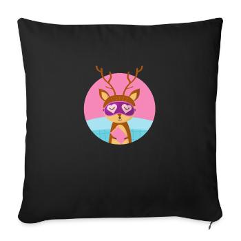 Deer and pajama party - Sofa pillowcase 17,3'' x 17,3'' (45 x 45 cm) - black - Front