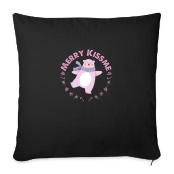 FROHE WEIHNACHTEN ROSA BÄR - Sofakissenbezug 45 x 45 cm - Schwarz - Vorne