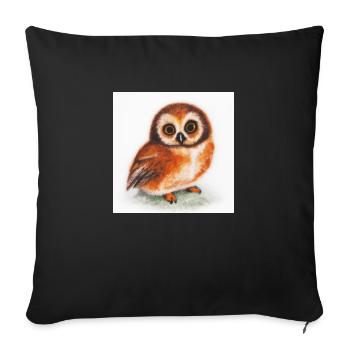 Cute Owl Watercolor - Sofa pillowcase 17,3'' x 17,3'' (45 x 45 cm) - black - Front