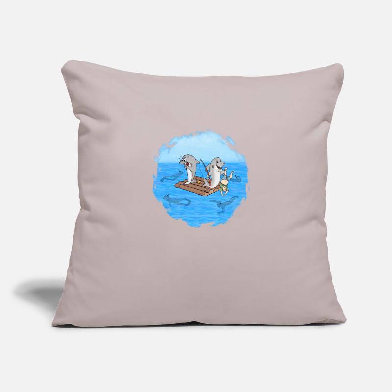 Requins sur radeau Housse de coussin décorative 45 x 45 cm