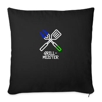 Grillmeister Besteck (Blau-Grün) - Sofakissenbezug 45 x 45 cm - Schwarz - Vorne