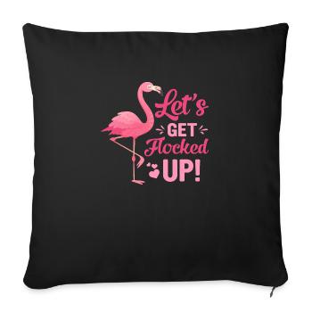 Lass uns in Scharen strömen, Flamingo - Sofakissenbezug 45 x 45 cm - Schwarz - Vorne