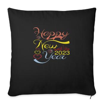 Happy New Year 2023 - Sofakissenbezug 45 x 45 cm - Schwarz - Vorne