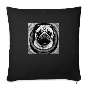 Pug puppy - Sofa pillowcase 17,3'' x 17,3'' (45 x 45 cm) - black - Front