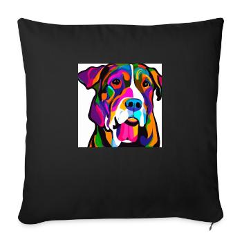Chiens, peinture numérique, pop art - Housse de coussin décorative 45 x 45 cm - noir - Devant