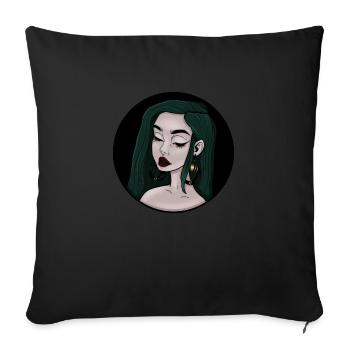 Femme aux cheveux verts - Housse de coussin décorative 45 x 45 cm - noir - Devant