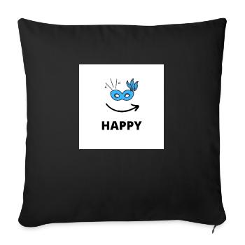 HAPPY - Sofakissenbezug 45 x 45 cm - Schwarz - Vorne