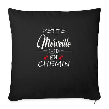 Petite Merveille en chemin / future maman - Housse de coussin décorative 45 x 45 cm - noir - Devant
