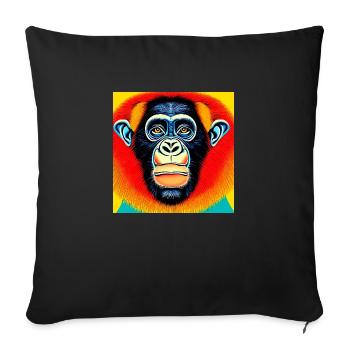 Illustration of a portrait of a chimpanzee - Sofa pillowcase 17,3'' x 17,3'' (45 x 45 cm) - black - Front