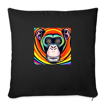 Illustration of a portrait of a chimpanzee - Sofa pillowcase 17,3'' x 17,3'' (45 x 45 cm) - black - Front