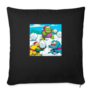 Les monstres ont aussi des batailles de boules de neige - Housse de coussin décorative 45 x 45 cm - noir - Devant