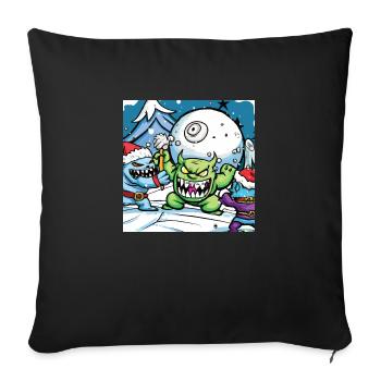 Les monstres ont aussi des batailles de boules de neige. - Housse de coussin décorative 45 x 45 cm - noir - Devant