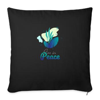 Je suis en paix art textuel avec art de la nature - Housse de coussin décorative 45 x 45 cm - noir - Devant