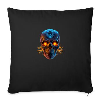 Skull with flaming eyes - Sofa pillowcase 17,3'' x 17,3'' (45 x 45 cm) - black - Front