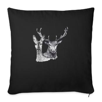 Deer and doe - Sofa pillowcase 17,3'' x 17,3'' (45 x 45 cm) - black - Front